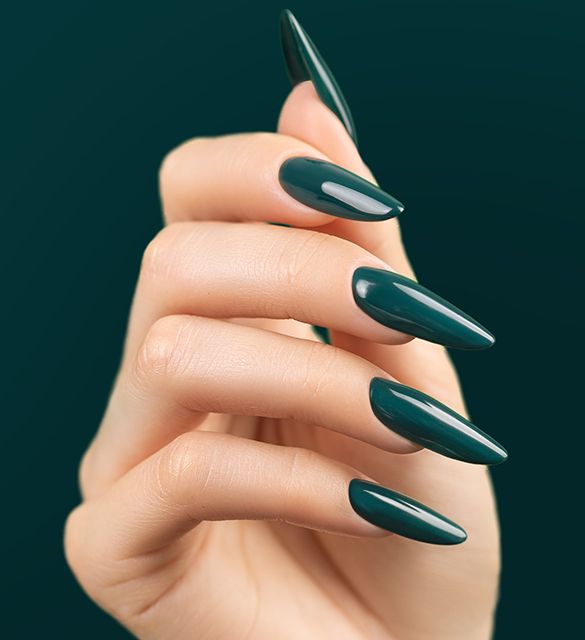 Nail styling, deep sea green