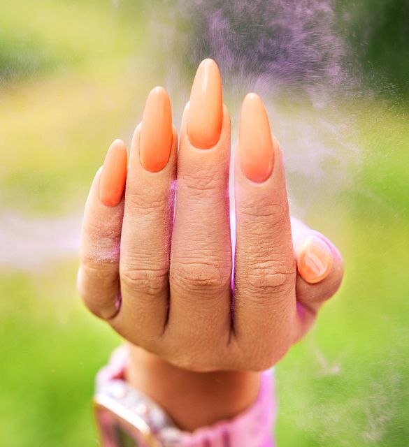 Orange nail manicure