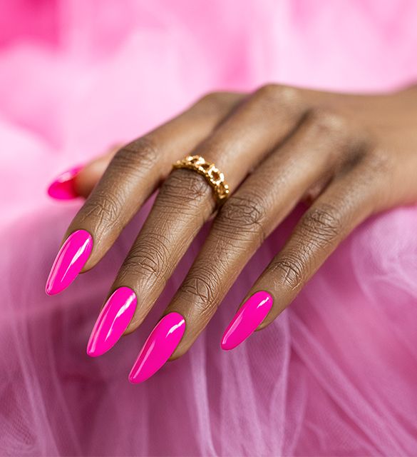 Crazy bright pink nails styling