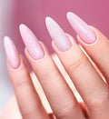 Elegant manicure with shimmering specks in pale pink