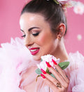 Sweet raspberry pink nail manicure
