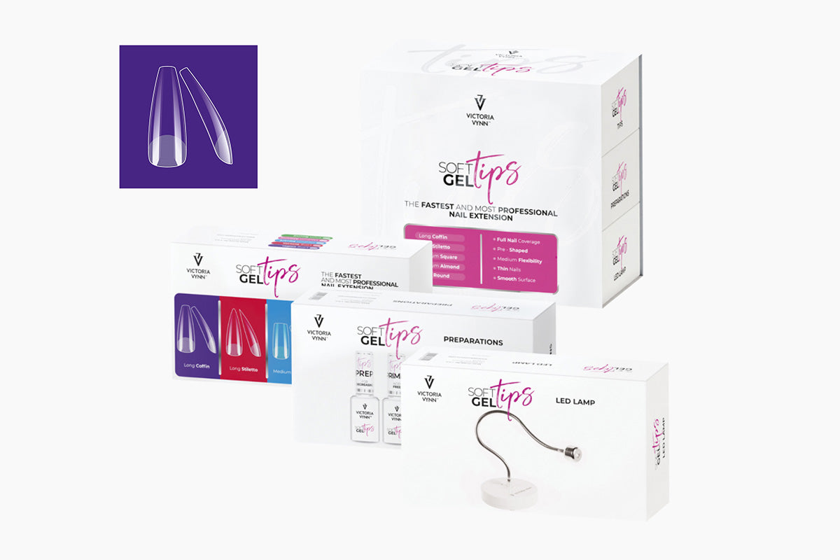 SOFT GEL TIPS SET with Long Coffin